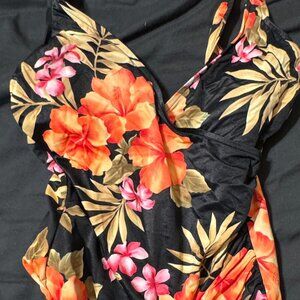 Women's vibrant 1 piece supportive bathing suit-size 16
